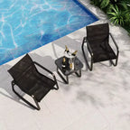 3-Piece Outdoor Rocking Bistro Set, Patio Furniture w/ 2 Breathable Textilene Chairs & Coffee Table for Small Balcony, Deck & Poolside