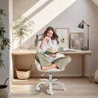 Vanity Chair with Cat Back, Height Adjustable Swivel Chair, Cute Teddy Fabric Rolling Desk Chair for Bedroom Office