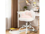Vanity Chair with Cat Back, Height Adjustable Swivel Chair, Cute Teddy Fabric Rolling Desk Chair for Bedroom Office
