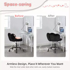 Vanity Chair with Cat Back, Height Adjustable Swivel Chair, Cute Teddy Fabric Rolling Desk Chair for Bedroom Office