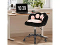 Vanity Chair with Cat Back, Height Adjustable Swivel Chair, Cute Teddy Fabric Rolling Desk Chair for Bedroom Office