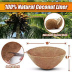 ACOINEL 16 Inch Round Coco Liners for Hanging Baskets (4 Pack), Natural Coconut Fiber Planter Liners for Garden & Flowers