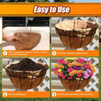 ACOINEL 16 Inch Round Coco Liners for Hanging Baskets (4 Pack), Natural Coconut Fiber Planter Liners for Garden & Flowers