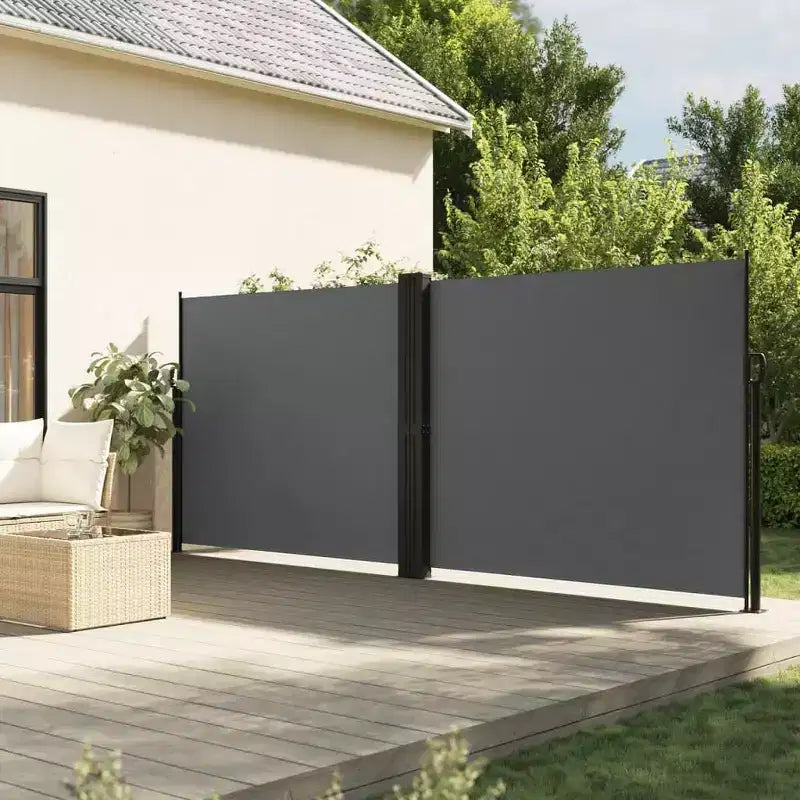 vidaXL Retractable Side Awning Anthracite 100% polyester with a PU coating