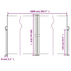 vidaXL Retractable Side Awning Anthracite 100% polyester with a PU coating