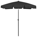 vidaXL Beach Parasol Black Polyester Medium Tiltable Beach Parasol