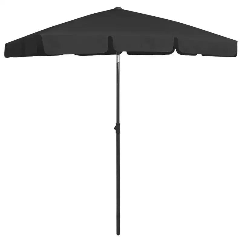 vidaXL Beach Parasol Black Polyester Medium Tiltable Beach Parasol