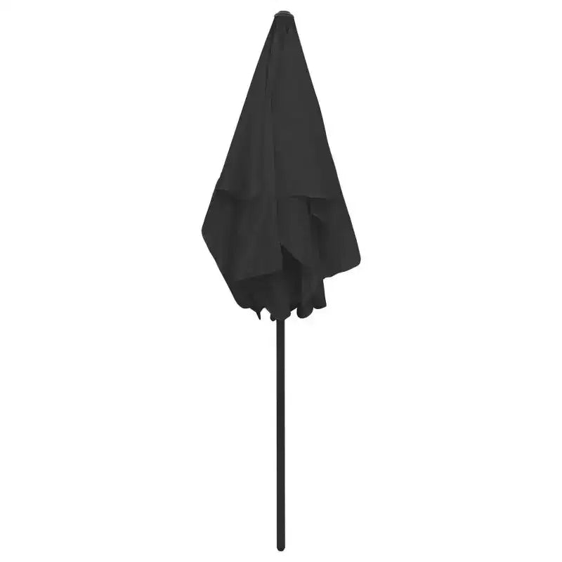 vidaXL Beach Parasol Black Polyester Medium Tiltable Beach Parasol