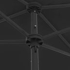 vidaXL Beach Parasol Black Polyester Medium Tiltable Beach Parasol
