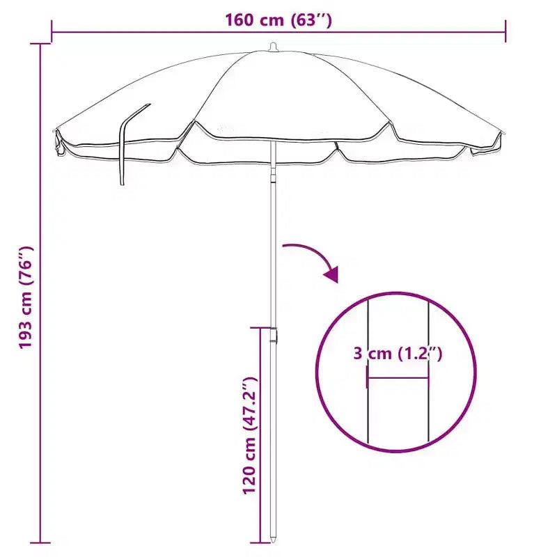 vidaXL Garden Parasol Sand Polyester, Steel UV-resistant materials