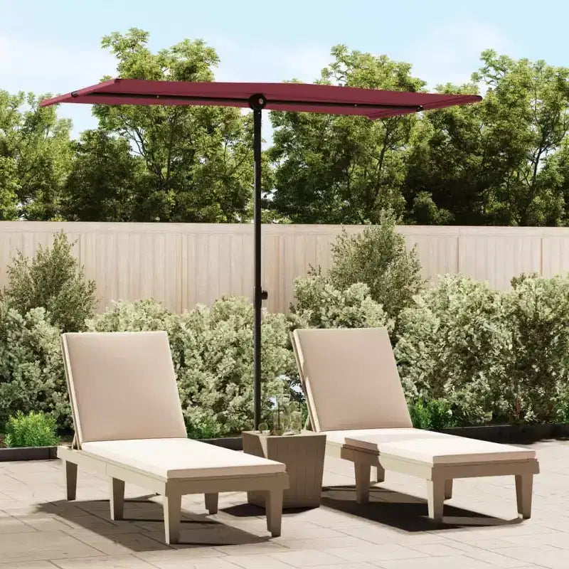 vidaXL Garden Parasol Bordeaux Red Polyester, Aluminum Medium