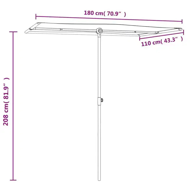 vidaXL Garden Parasol Bordeaux Red Polyester, Aluminum Medium