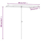 vidaXL Garden Parasol Bordeaux Red Polyester, Aluminum Medium