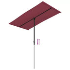 vidaXL Garden Parasol Bordeaux Red Polyester, Aluminum Medium