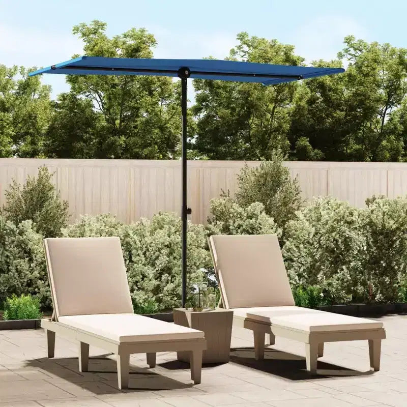 vidaXL Garden Parasol Azure blue 100% polyester, aluminum Large