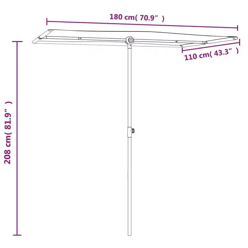 vidaXL Garden Parasol Azure blue 100% polyester, aluminum Large