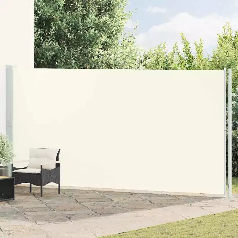vidaXL Side Awning Cream Polyester with PU coating, powder-coated steel