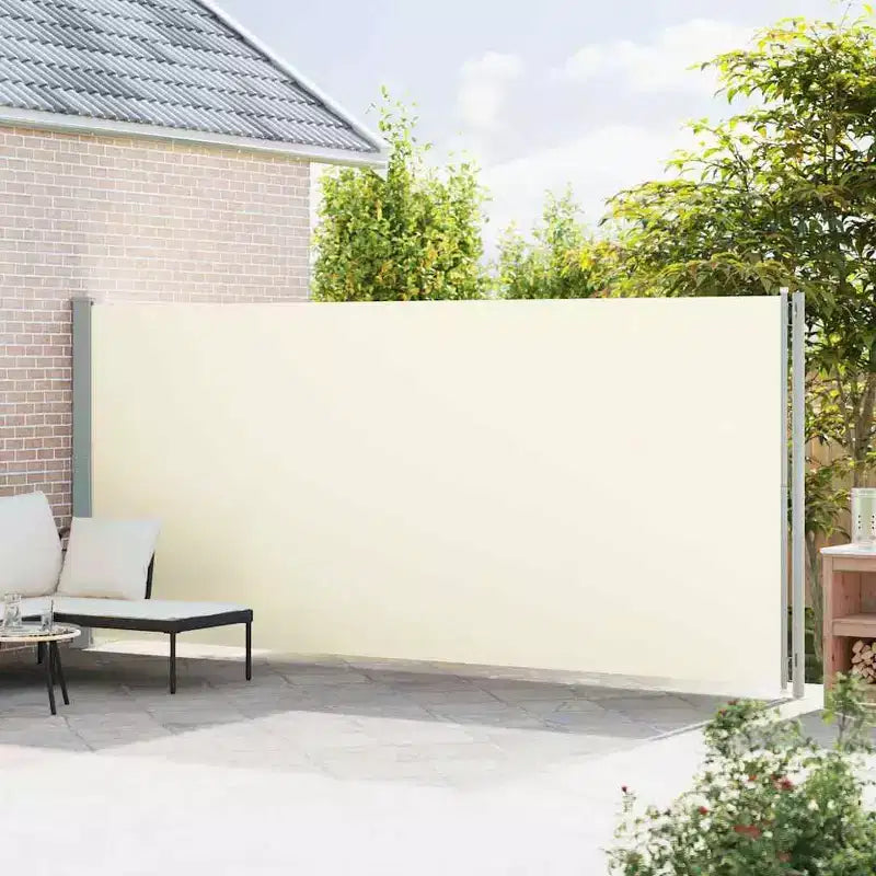 vidaXL Side Awning Cream Polyester with PU coating, powder-coated steel