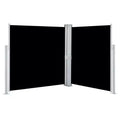 vidaXL Side Awning Black fabric, Grey frame Polyester, Powder-Coated Steel