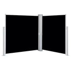 vidaXL Side Awning Black fabric, Grey frame Polyester, Powder-Coated Steel