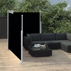 vidaXL Side Awning Black fabric, Grey frame Polyester, Powder-Coated Steel