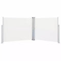 vidaXL Side Awning Cream Polyester with PU coating 55.1 x 393.7 in
