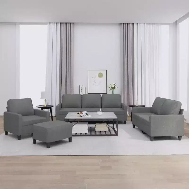 vidaXL 4 Piece Sofa Set with Cushions Dark Gray Fabric