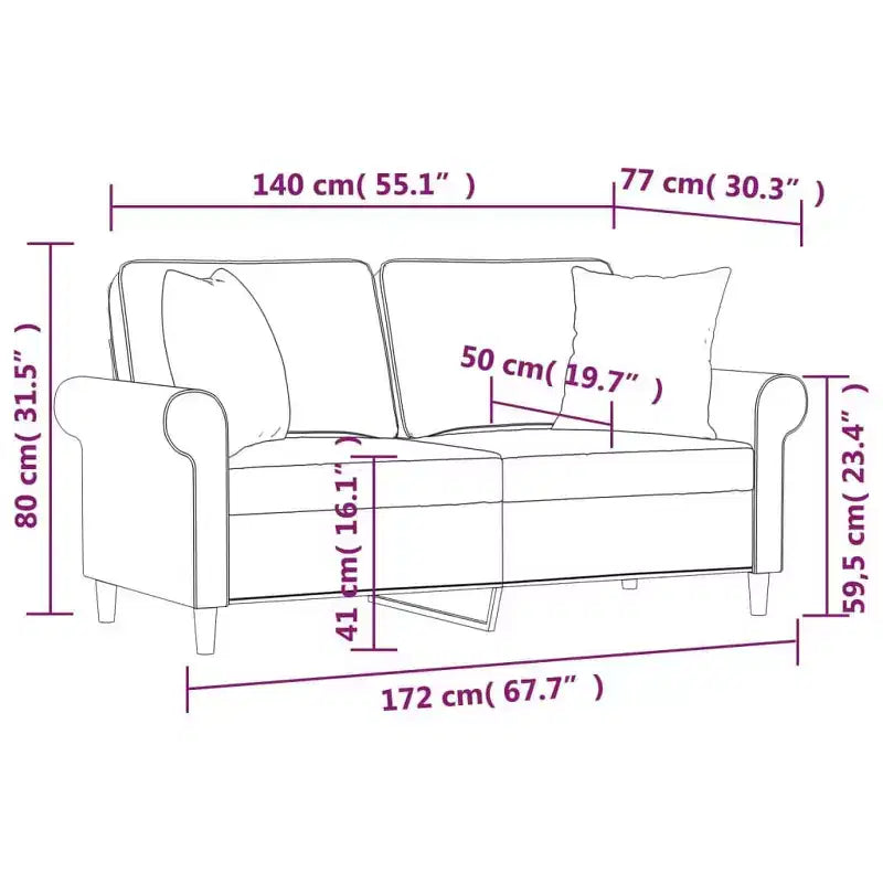 vidaXL 2-seater Sofa Dark gray Polyester 2-seater 2-Seater Sofa
