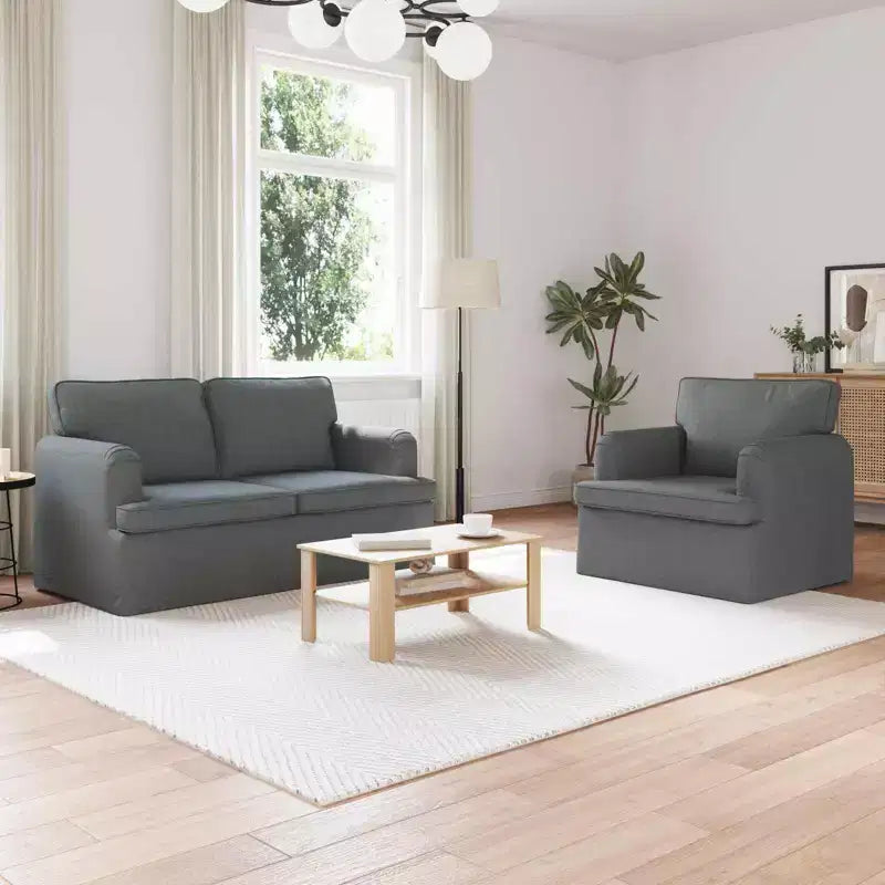 vidaXL Sofa Set 2 pcs Dark Grey 144 x 80 x 85 cm Fabric