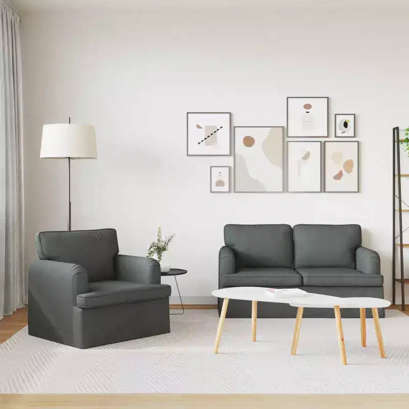 vidaXL Sofa Set 2 pcs Dark Grey 144 x 80 x 85 cm Fabric