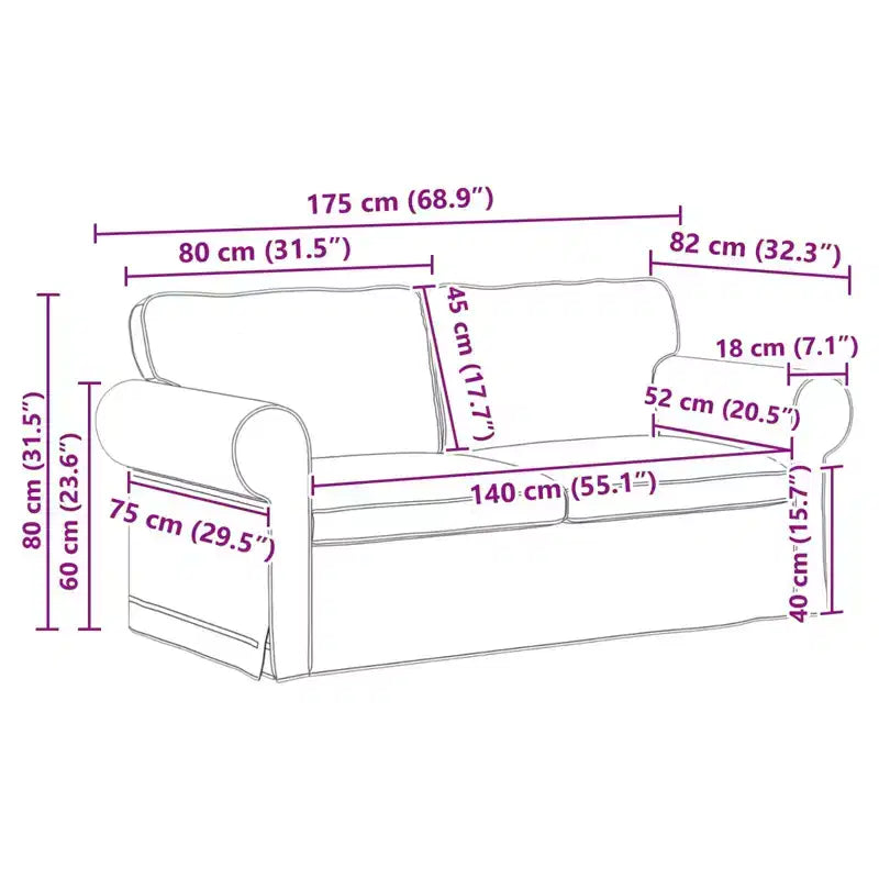 vidaXL Sofa Set 2 pcs Dark Grey 68.90 x 32.28 x 31.50 in Fabric