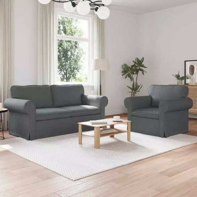 vidaXL Sofa Set 2 pcs Dark Grey 68.90 x 32.28 x 31.50 in Fabric