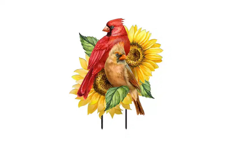 Briarwood Lane Summer Metal Art 30.5x17.5 Cardinals and Sunflowers For Summer Metal Art