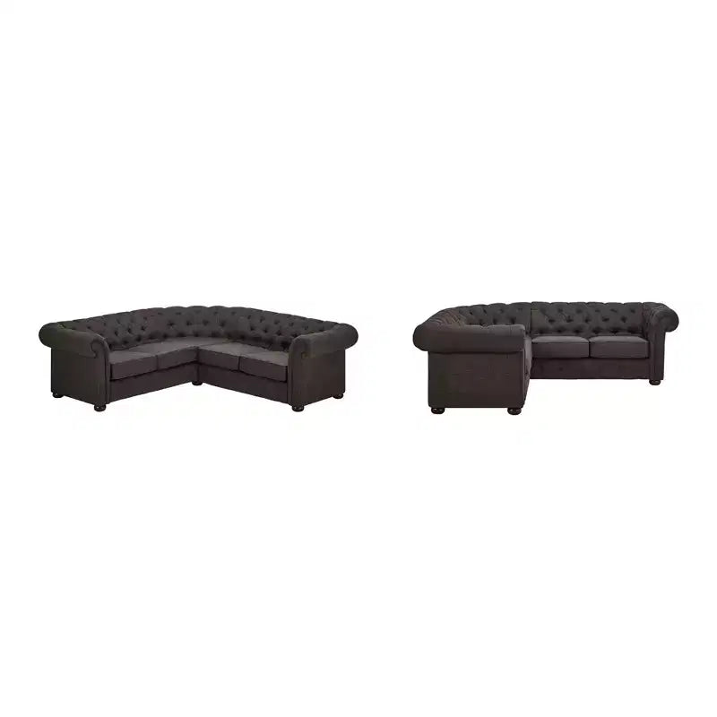 Cartia Linen L-Shaped Sectional Sofa - Dark Grey - iNSPIREQ