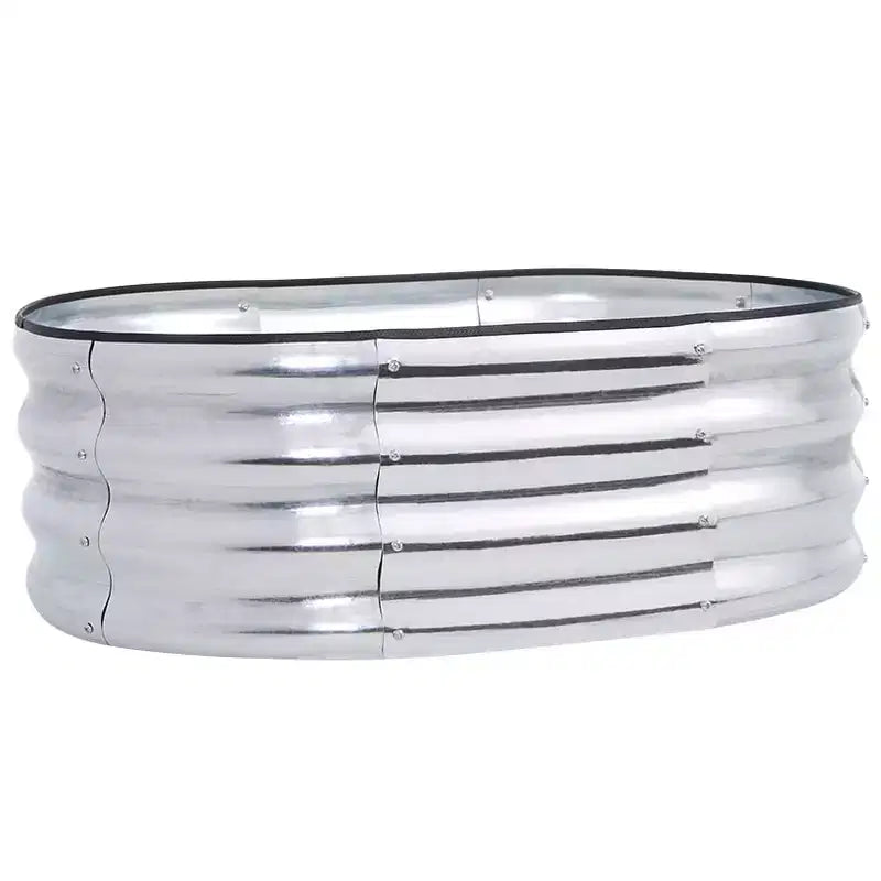 The Lakeside Collection Galvanized Oval Raised Garden Bed Kit -