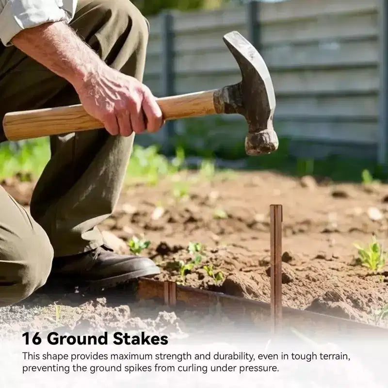 Worth Galvanized Steel Landscape Edging Roll with 16 Stakes, 8 x 50', Rust