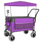 Multi-Functional Push-Pull Wagon with Canopy & 9x4 Beach Tires, Rotating Handle, 480 lbs 300L Capacity