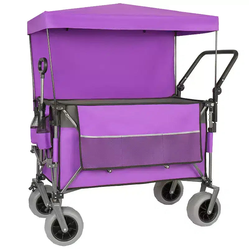Multi-Functional Push-Pull Wagon with Canopy & 9x4 Beach Tires, Rotating Handle, 480 lbs 300L Capacity