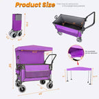 Multi-Functional Push-Pull Wagon with Canopy & 9x4 Beach Tires, Rotating Handle, 480 lbs 300L Capacity