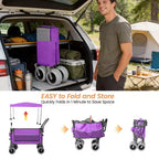 Multi-Functional Push-Pull Wagon with Canopy & 9x4 Beach Tires, Rotating Handle, 480 lbs 300L Capacity