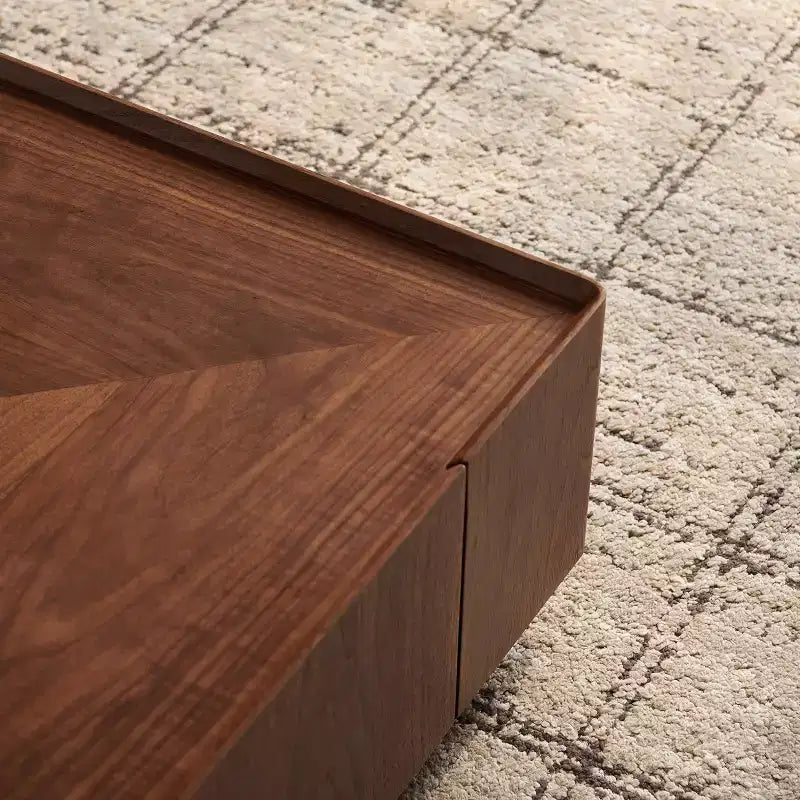 GDFStudio Ravelle 35-Inch Wood Square Coffee Table with 2 Drawers