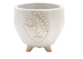Napco Embossed Face Ivory 3.5 x 4 Ceramic Footed Planter Pot