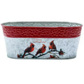 Napco Rustic Metal Merry Christmas Cardinals Double Planter with Indented Red Rim Festive Christmas & Holiday Decor