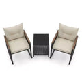 Gymax 3-Piece Outdoor Rocking Bistro Set w/ 2-Tier Tempered Glass Coffee Table & Cushions for Patio & Garden
