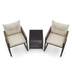 Gymax 3-Piece Outdoor Rocking Bistro Set w/ 2-Tier Tempered Glass Coffee Table & Cushions for Patio & Garden