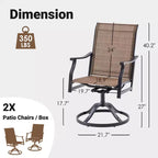GDFStudio Aiko Modern Metal Patio Swivel Dining Chairs with Padded Textilene Fabric (Set of 2)