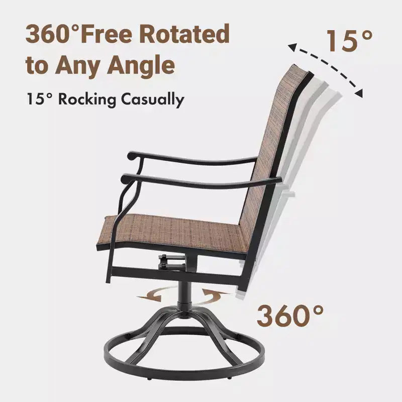 GDFStudio Aiko Modern Metal Patio Swivel Dining Chairs with Padded Textilene Fabric (Set of 2)