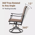 GDFStudio Aiko Modern Metal Patio Swivel Dining Chairs with Padded Textilene Fabric (Set of 2)