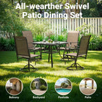 GDFStudio Aiko Modern Metal Patio Swivel Dining Chairs with Padded Textilene Fabric (Set of 2)