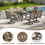 GDFStudio Aiko Modern Metal Patio Swivel Dining Chairs with Padded Textilene Fabric (Set of 2)